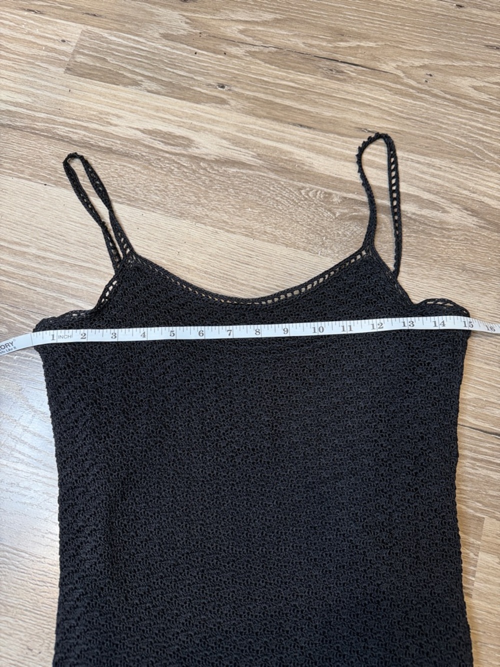 90s Ralph Lauren Black Hand‑Knit Slip Dress M Minimalist Lace Hem Vintage - Picture 7 of 8